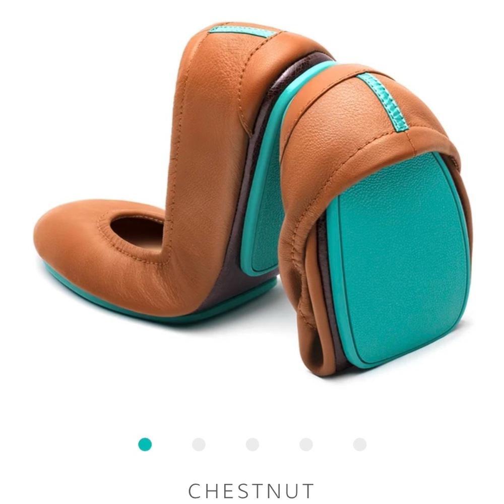 Tieks Chestnut and Teal Flats